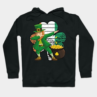 Dabbing Leprechaun St. Patricks Day Vintage Retro Clover Irish Flag Hoodie